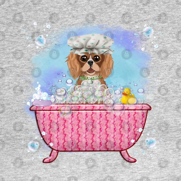 Ruby Cavalier King Charles Spaniel in a Bath Tub by Cavalier Gifts